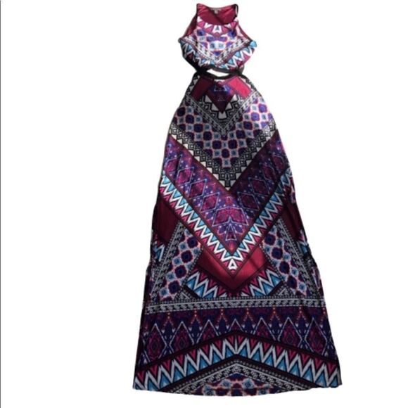 mm mm mm Maxi Dress Aztec Print Purple White Turquoise Small - Picture 5 of 7